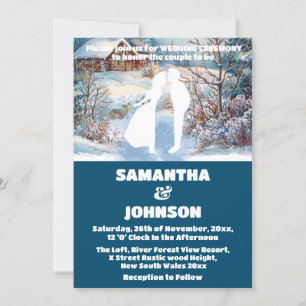 Invitation Mariage du paysage de la forêt d'hiver Bleue
