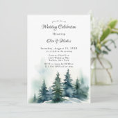 Invitation Mariage du paysage des arbres de Noël d'hiver (Debout devant)
