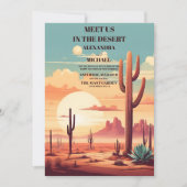 Invitation Mariage du paysage du désert de Retro Cactus (Devant)