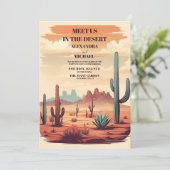 Invitation Mariage du paysage du désert de Retro Cactus (Debout devant)