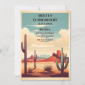 Invitation Mariage du paysage du désert de Retro Cactus (Devant)