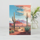 Invitation Mariage du paysage du désert du Saguaro Cactus (Debout devant)