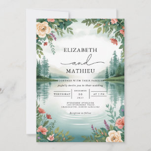 Invitation Mariage du paysage floral du lac Misty