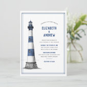 Invitation Mariage du phare bleu blanc (Debout devant)