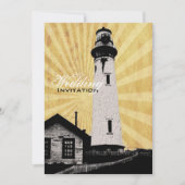 Invitation Mariage du phare marin du littoral jaune (Devant)