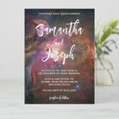 Invitation Mariage du Planétarium Nebula bleu foncé rose Orio (Debout devant)