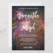 Invitation Mariage du Planétarium Nebula bleu foncé rose Orio (Devant)