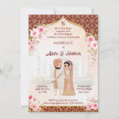 Invitation Mariage du Punjabi maroon indien marié (Devant)