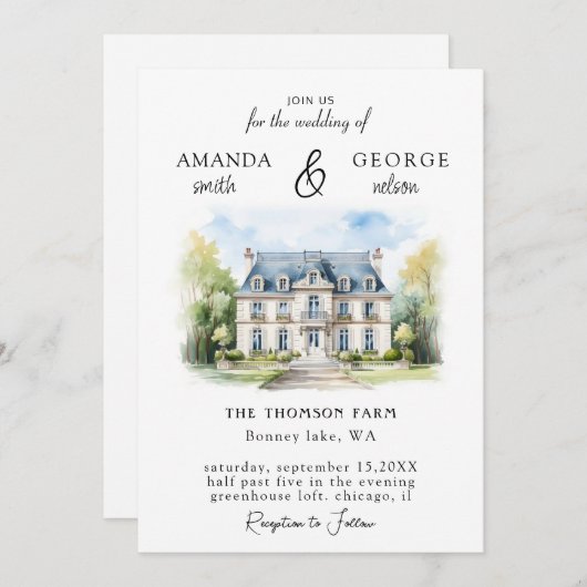 Invitation Mariage du site aquarelle (Devant / Derrière)