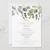 Invitation Mariage du site Web Eucalyptus Foliing moderne Bla (Devant)