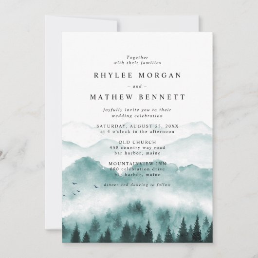Invitation Mariage du site Web Mountain Pine (Devant)