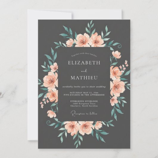 Invitation Mariage du soir au charbon de bois (Devant)