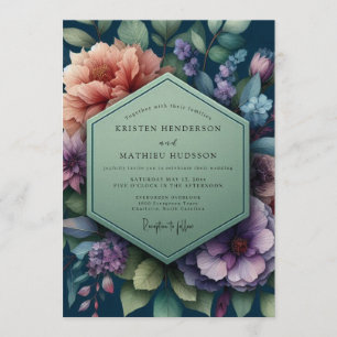 Invitation Mariage du soir bleu marine maussade