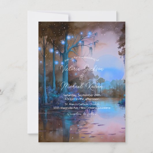 Invitation Mariage du soir Blue Bayou (Devant)