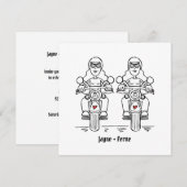 Invitation Mariage du soir de moto de deux mariées sur mesure (Devant / Derrière)