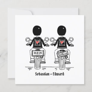 Invitation Mariage du soir de motocyclette à deux pièces sur 