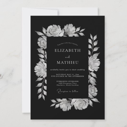 Invitation Mariage du soir dramatique noir (Devant)