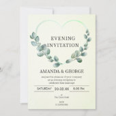 Invitation Mariage du soir Heart Eucalyptus (Devant)