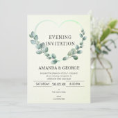 Invitation Mariage du soir Heart Eucalyptus (Debout devant)