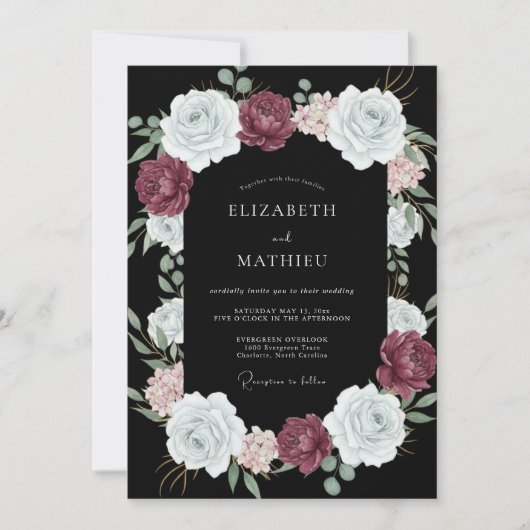 Invitation Mariage du soir opulent noir (Devant)