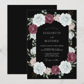 Invitation Mariage du soir opulent noir (Devant / Derrière)