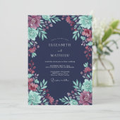 Invitation Mariage du soir régale bleu marine (Debout devant)