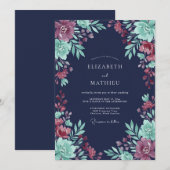 Invitation Mariage du soir régale bleu marine (Devant / Derrière)
