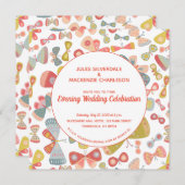 Invitation Mariage du soir rose papillon (Devant / Derrière)