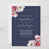 Invitation Mariage du sud de la Magnolia rose et bleu (Devant)