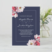 Invitation Mariage du sud de la Magnolia rose et bleu (Debout devant)