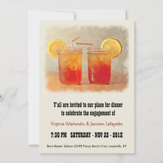 Invitation Mariage du Sud Thé sucré Dîner de fête (Devant)