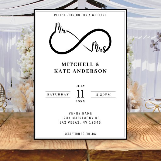 Invitation Mariage du symbole M & Mme Infinity