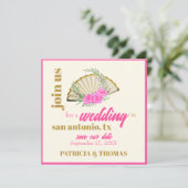 Invitation Mariage du ventilateur rose chaud moderne Enregist (Debout devant)