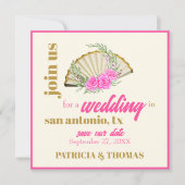 Invitation Mariage du ventilateur rose chaud moderne Enregist (Devant)