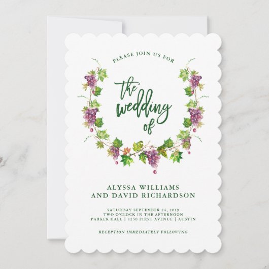 Invitation Mariage du vin avec typographie moderne| Invitatio (Devant)