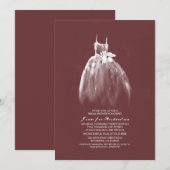 Invitation Mariage du vin Gown Bourgogne Fête des mariées (Devant / Derrière)