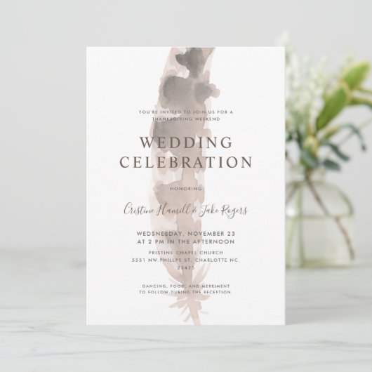 Invitation Mariage du week-end de Thanksgiving| Plumes turque (Debout devant)