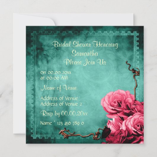 Invitation Mariage d'un rose vintage rose d'Aqua (Devant)