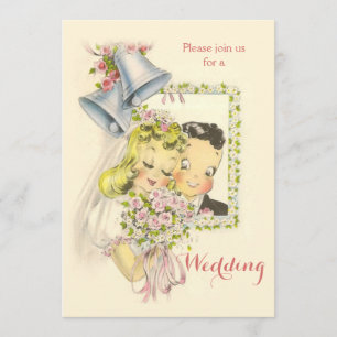 Invitation Mariage d'une mariée et d'une chambre rétro