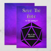 Invitation Mariage Dungeons & Dragons D20 Dés Save The Date (Devant / Derrière)