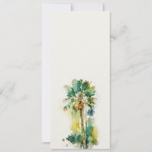 Invitation Mariage Dusky Green Tropical Aquarelle Palm Trees (Dos)