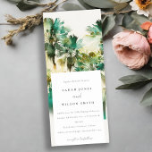 Invitation Mariage Dusky Green Tropical Aquarelle Palm Trees