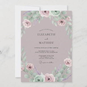 Invitation Mariage Dusty Amethyst Ranunculus Eucalyptus