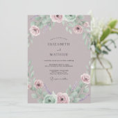 Invitation Mariage Dusty Amethyst Ranunculus Eucalyptus (Debout devant)