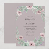 Invitation Mariage Dusty Amethyst Ranunculus Eucalyptus (Devant / Derrière)