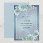 Invitation Mariage Dusty Aqua Bloom (Devant / Derrière)