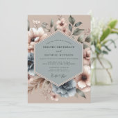 Invitation Mariage Dusty Blue Artful Bloom (Debout devant)