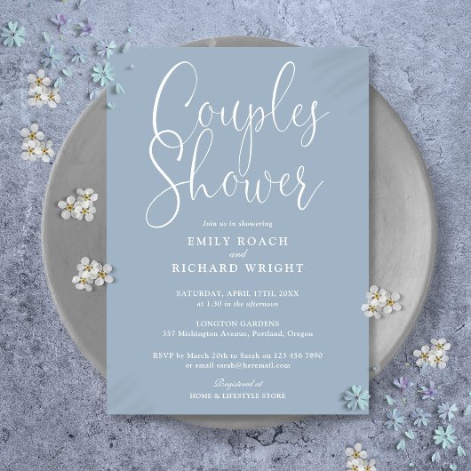 Invitation Mariage Dusty Blue Cérémonie de Mariage pour les F