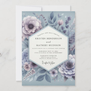 Invitation Mariage Dusty Blue Ethereal Bloom
