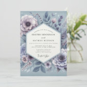 Invitation Mariage Dusty Blue Ethereal Bloom (Debout devant)